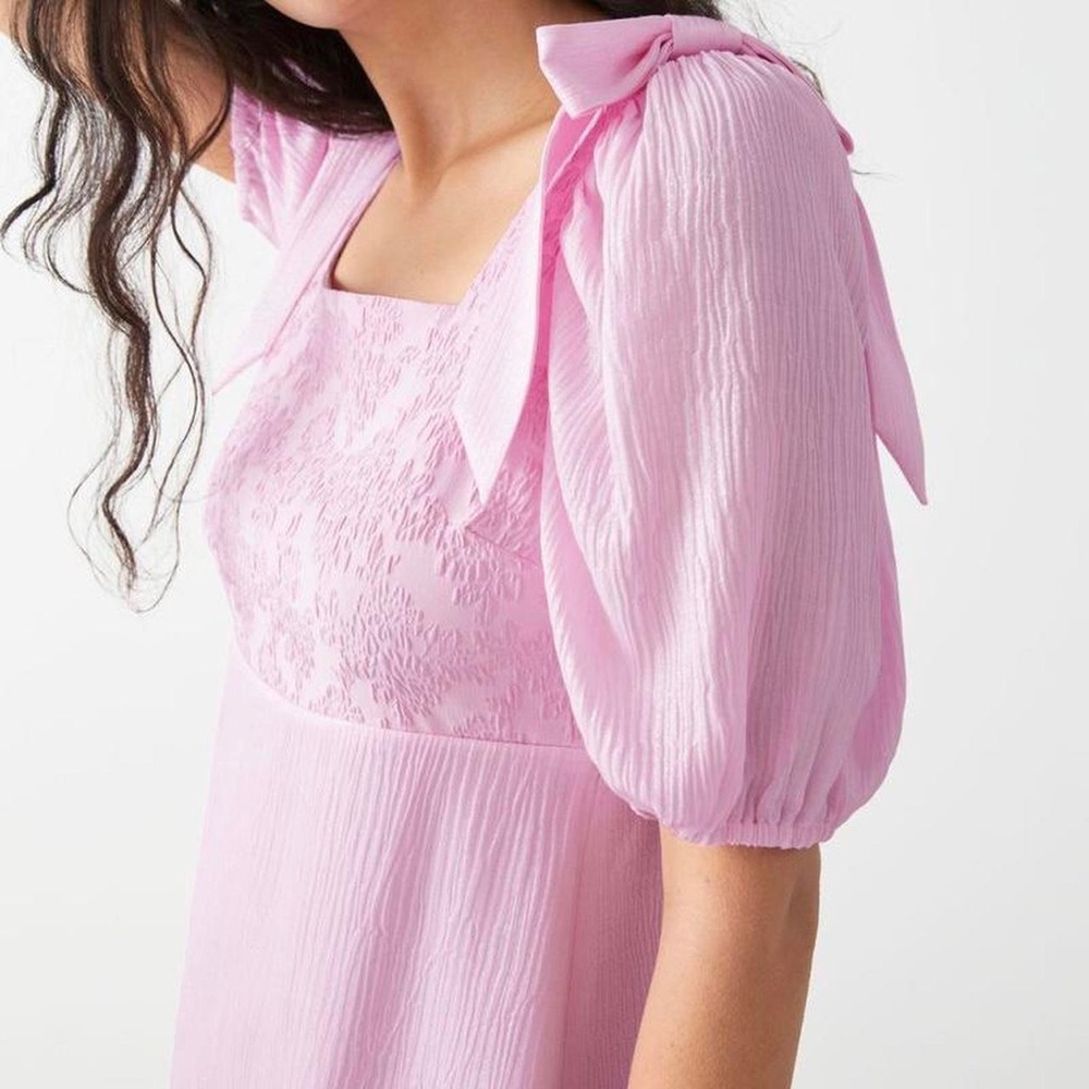 & Other Stories Pink Puff Sleeve Mini Dress Size 10